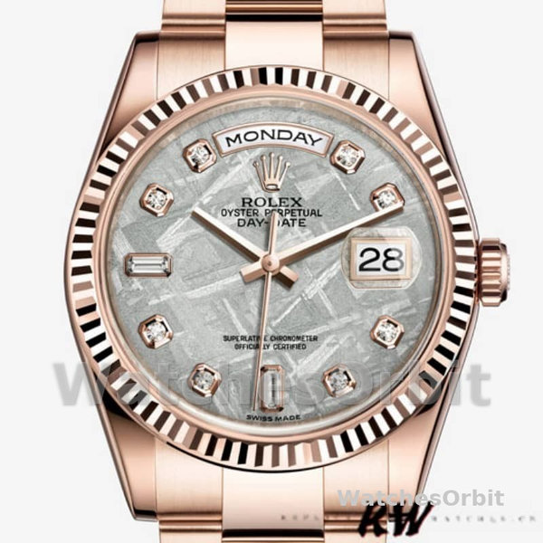 Replica Rolex Day-Date 36mm Unisex-118235-Meteoriet Diamanten Wijzerplaat Meteoriet