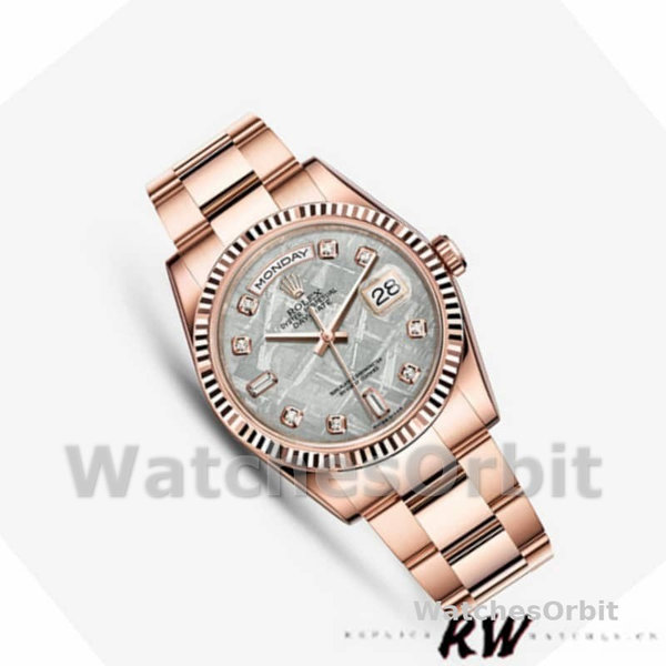 Replica Rolex Day-Date 36mm Unisex-118235-Meteoriet Diamanten Wijzerplaat Meteoriet
