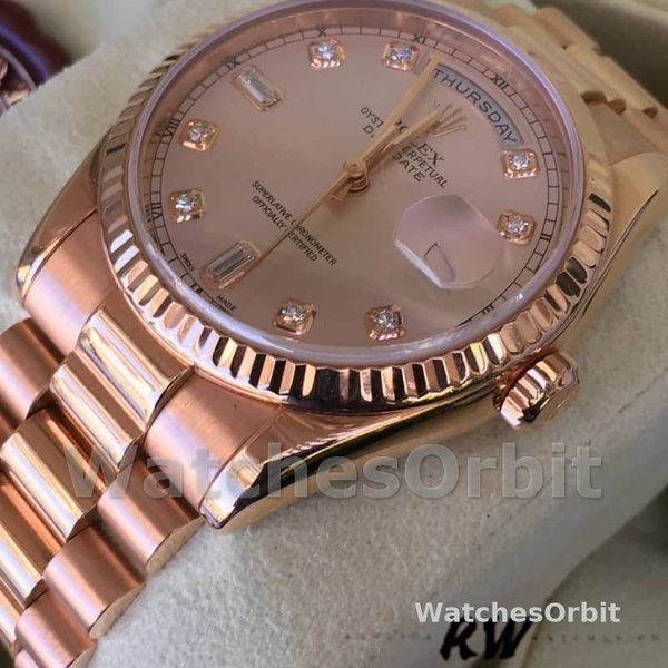 Replica Rolex Day-Date 36mm Dames-118235-Roze Diamanten Wijzerplaat