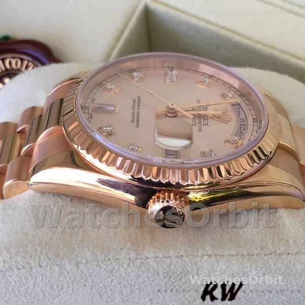 Replica Rolex Day-Date 36mm Dames-118235-Roze Diamanten Wijzerplaat