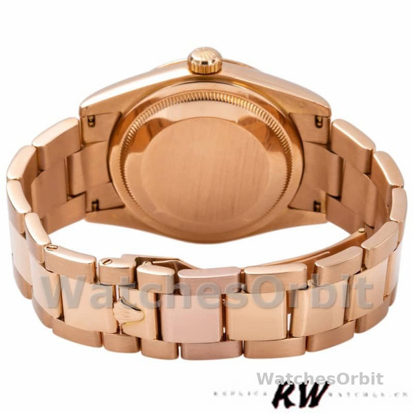 Replica Rolex Day-Date 36mm Dames-118235-Roze Romeinse cijfers Wijzerplaat-Geflutste Ring Roze