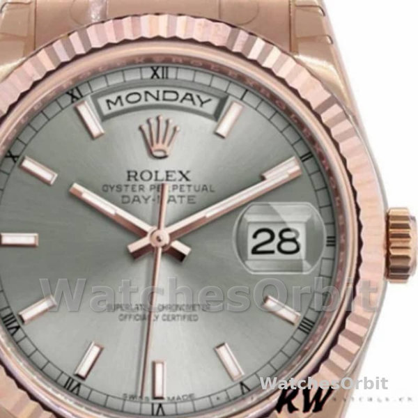 Replica Rolex Day-Date 36mm Unisex-118235-Rhodium Grey Dial Rhodium Grey