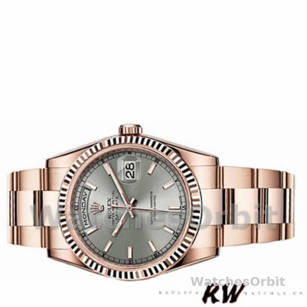 Replica Rolex Day-Date 36mm Unisex-118235-Rhodium Grey Dial Rhodium Grey