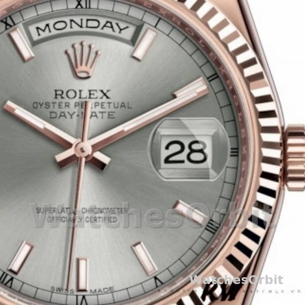 Replica Rolex Day-Date 36mm unisex-118235-Rhodium Grey Dial-Rose Gold Rhodium Grey