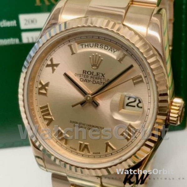 Replica Rolex Day-Date 36mm voor heren-118235-Rose Champagne-Romeinse Wijzerplaat Champagne