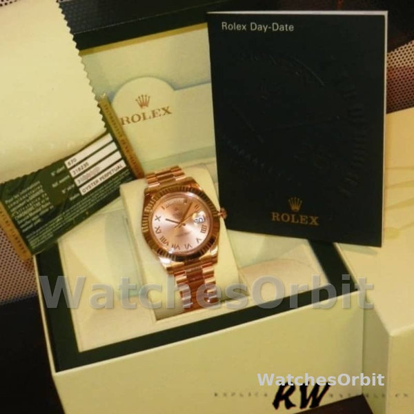 Replica Rolex Day-Date 36mm voor heren-118235-Rose Champagne-Romeinse Wijzerplaat Champagne