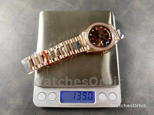 Replica Rolex Day-Date 36mm Unisex-118235-Rose Gold-Chocolate Brown Dial Chocolade