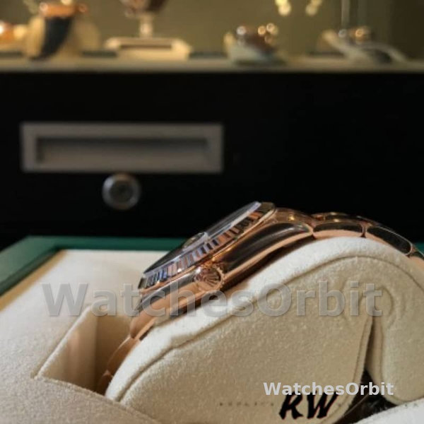 Replica Rolex Day-Date 36mm Unisex-118235-Rose Gold-Chocolate Diamond Dial Chocolade