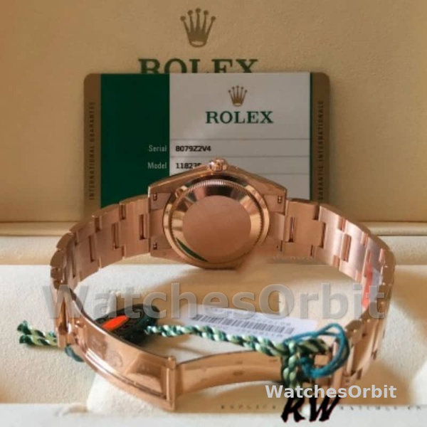 Replica Rolex Day-Date 36mm Unisex-118235-Rose Gold-Chocolate Diamond Dial Chocolade