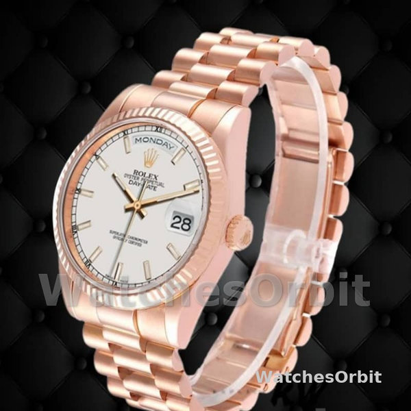 Replica Rolex Day-Date 36mm unisex-118235-Witte wijzerplaat Wit