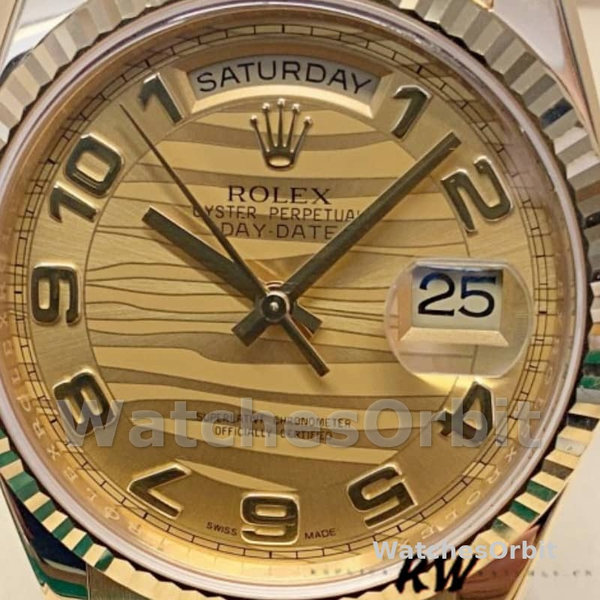 Replique Rolex Day-Date 36mm Unisex-118238-Arabic Numeral Wave-Champagne Cadran Champagne
