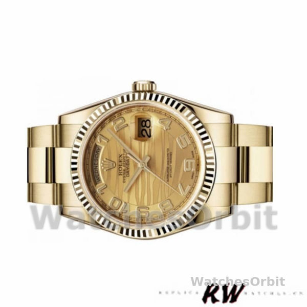 Replique Rolex Day-Date 36mm Unisex-118238-Arabic Numeral Wave-Champagne Cadran Champagne