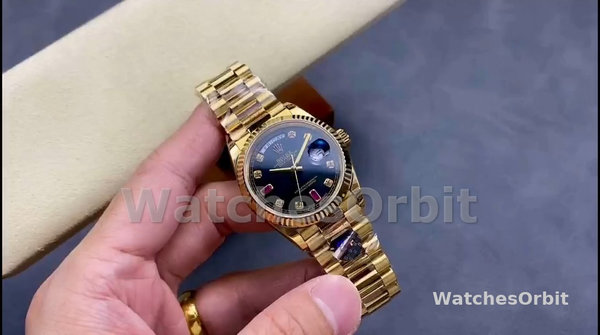 Unisex's Rolex Day-Date 36mm Men's-118238-Black Diamond Dial-Fluted Bezel Black