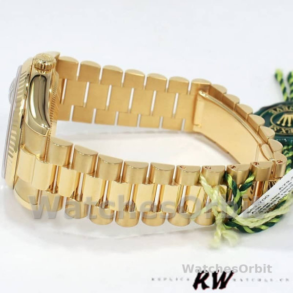 Replica Rolex Day-Date 36mm Heren-118238-Zwarte Diamanten Wijzerplaat-Spiegel Zwart