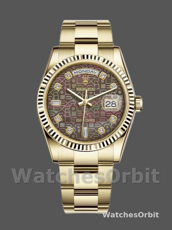 Rolex Day-Date 118238 Black MOP Diamond Dial 36mm Unisex Replica Watch