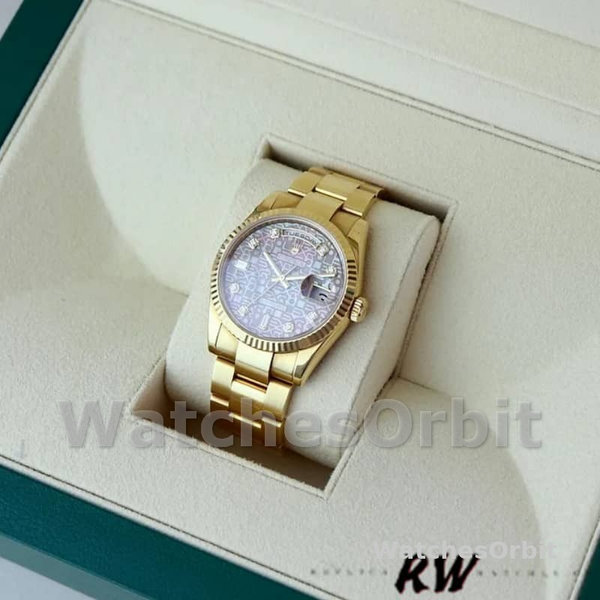 Rolex Day-Date 118238 Black MOP Diamond Dial 36mm Unisex Replica Watch
