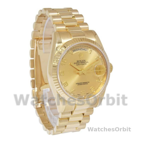 Replique Rolex Day-Date 36mm Unisex-118238-Champagne Cadran-Arabic Numeral Champagne