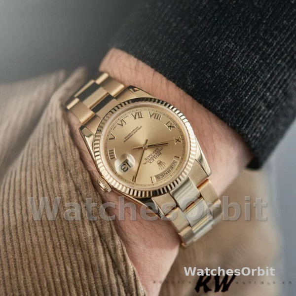 Replique Rolex Day-Date 36mm Unisex-118238-Cadran Champagne-Or jaune Champagne