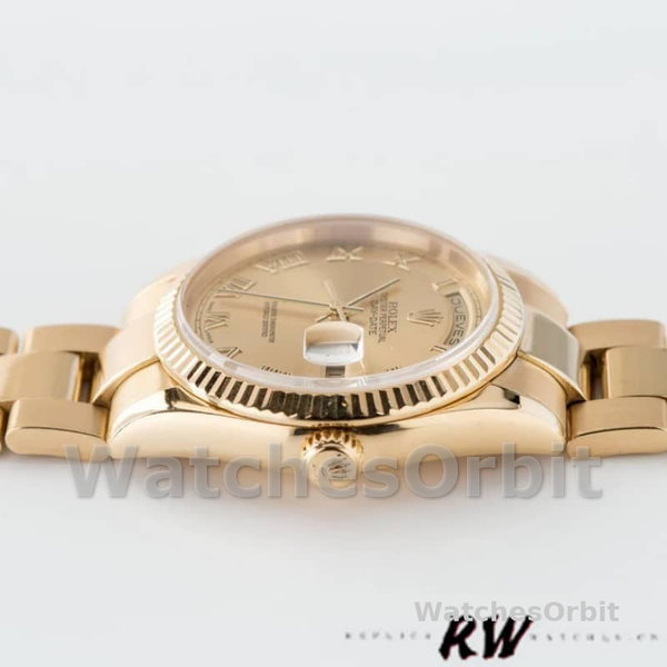 Replique Rolex Day-Date 36mm Unisex-118238-Cadran Champagne-Or jaune Champagne