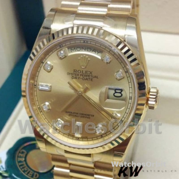 Unisex's Rolex Day-Date 36mm Unisex-118238-Champagne-Diamond Dial Champagne