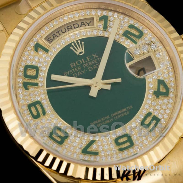 Replique Rolex Day-Date 36mm Unisex-118238-Green Cadran pavé de diamants Vert