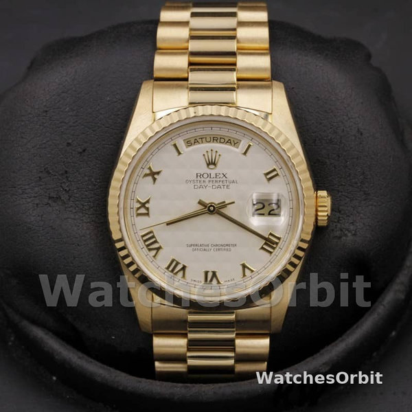 Replique Rolex Day-Date 36mm Unisexe-118238-Cadran ivoire-Colonne cannelée ivoire