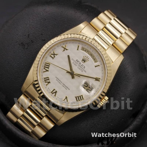 Replique Rolex Day-Date 36mm Unisexe-118238-Cadran ivoire-Colonne cannelée ivoire