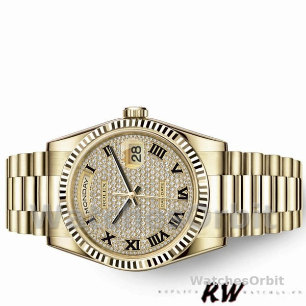 Replique Rolex Day-Date 36mm Unisex-118238-Cadran diamant pavé Diamant pavé<br />