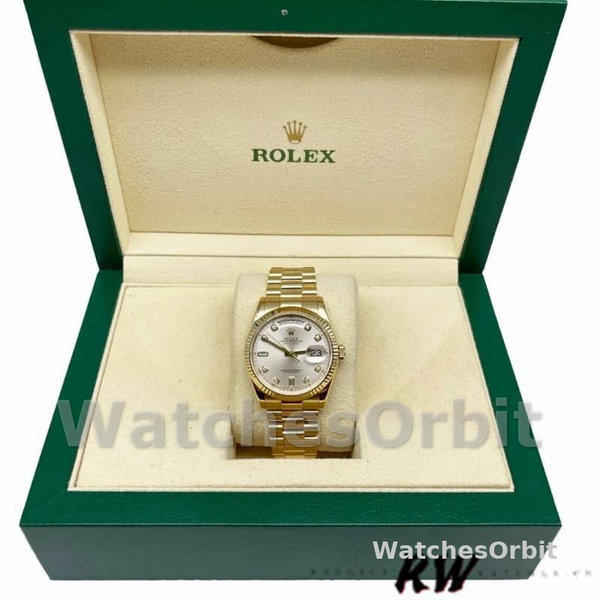 Replique Rolex Day-Date 36mm Unisex-118238-Argent Cadran Diamant Argent