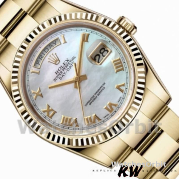 Replique Rolex Day-Date 36mm Unisex-118238-White MOP-Roman Dial MOP pour unisexe