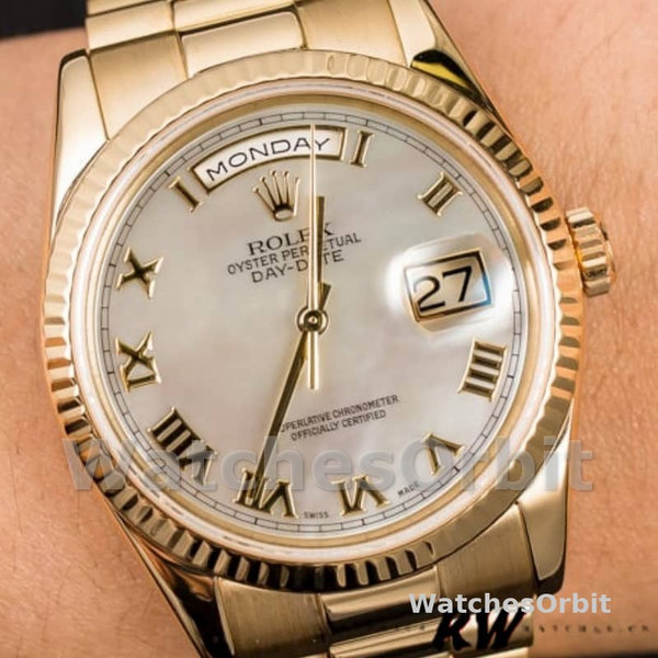 Replique Rolex Day-Date 36mm Unisex-118238-White MOP-Roman Dial MOP pour unisexe