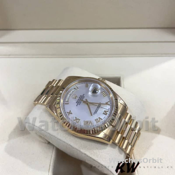 Replique Rolex Day-Date 36mm Unisex-118238-Nacre blanche-Cadran romain MOP
