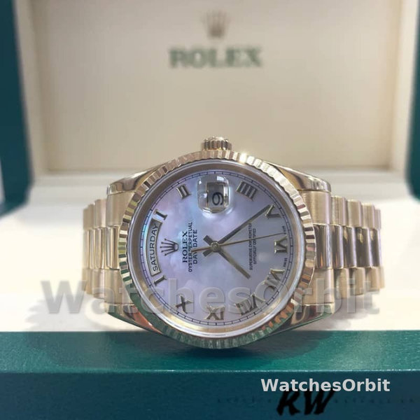 Replique Rolex Day-Date 36mm Unisex-118238-Nacre blanche-Cadran romain MOP