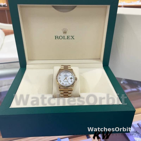 Replique Rolex Day-Date 36mm Unisex-118238-Nacre blanche-Cadran romain MOP