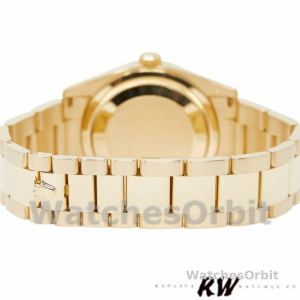 Replica Rolex Day-Date 36mm Heren-118238 Geelgoud-Zwarte Diamant Wijzerplaat-Geflutste Ring Zwart