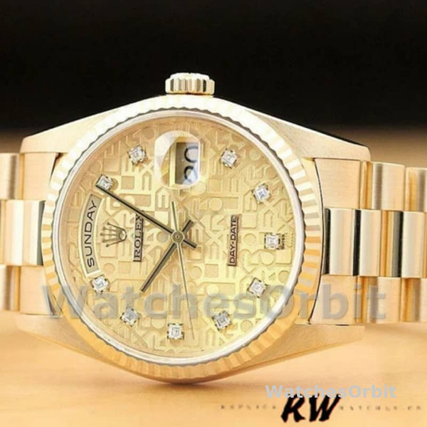 Replique Rolex Day-Date 36mm Unisex-118238-Or jaune-Champagne Jubilé Cadran diamant Champagne