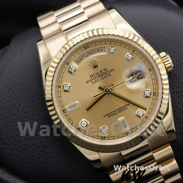 Unisex's Rolex Day-Date 36mm Unisex-118238-Yellow Gold-Diamond Champagne Dial Champagne