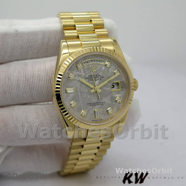 Replique Rolex Day-Date 36mm Unisex-118238-Or jaune-Diamant Cadran Météorite Météorite<br />