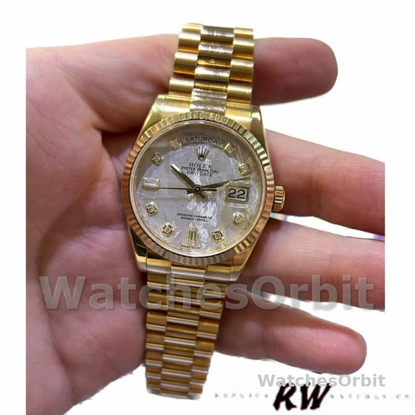 Replique Rolex Day-Date 36mm Unisex-118238-Or jaune-Diamant Cadran Météorite Météorite<br />