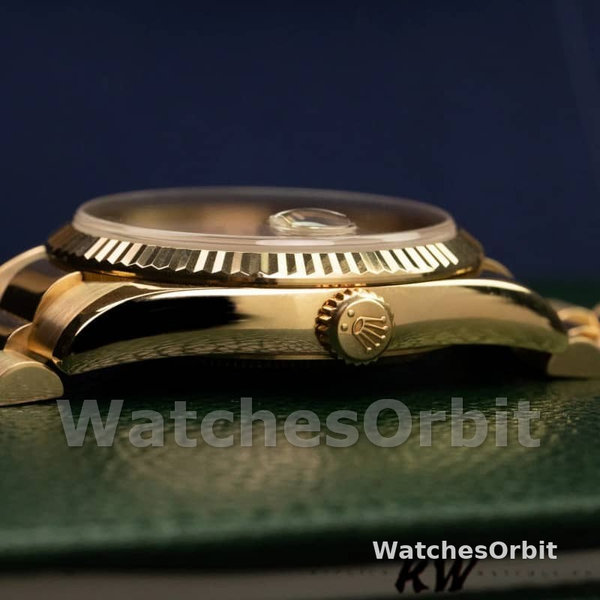 Replica Rolex Day-Date 36mm Unisex-118238 Geelgoud-Splinterglas-Kampagnekleurige Wijzerplaat Luxe