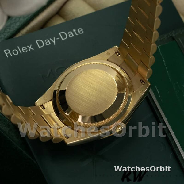 Replica Rolex Day-Date 36mm Unisex-118238-Oro giallo-Ghiera scanalata-Comparatore verde Verde unisex