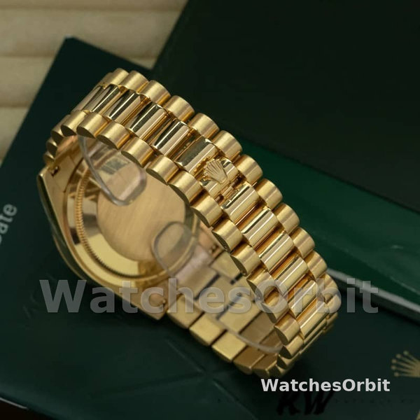 Replica Rolex Day-Date 36mm Unisex-118238-Oro giallo-Ghiera scanalata-Comparatore verde Verde unisex