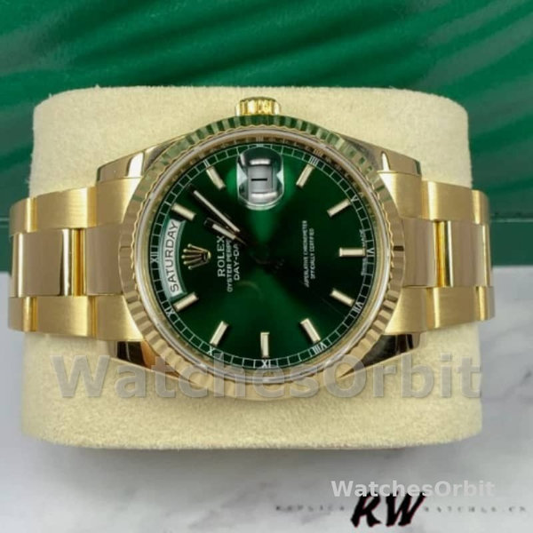 Rolex Day-Date 118238 Yellow Gold Grünes Zifferblatt 36mm Unisex Replica Watch