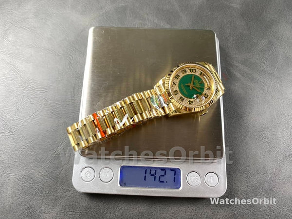 Rolex Day-Date 118238 Yellow Gold Green Diamond Pave Dial 36mm Unisex Replica Watch