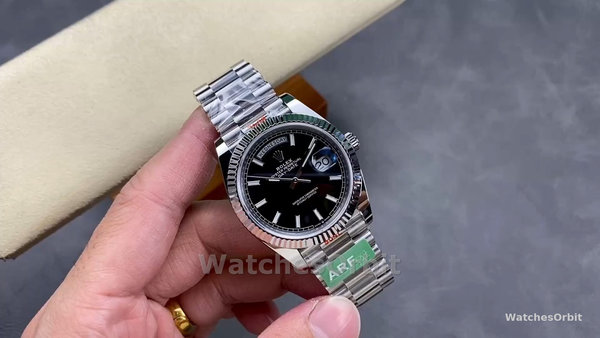 Unisex's Rolex Day-Date 36mm Unisex-118239-Black Dial-Fluted Bezel Black