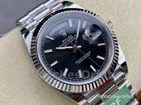 Replica Rolex Day-Date 118239 Black Dial Fluted Bezel 36mm Unisex Replica Uhr, Replik, Präzise Verarbeitung