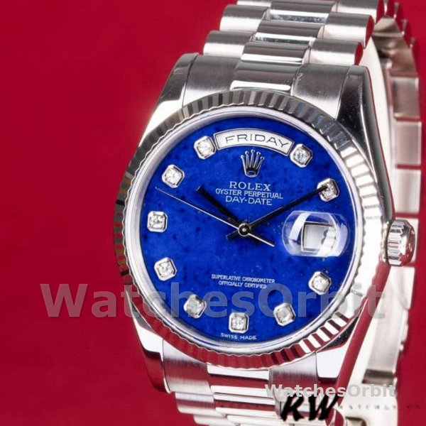 Replica Rolex Day-Date 36mm unisex-118239-Diamond-Lapis Lazuli Blue Dial Blauw