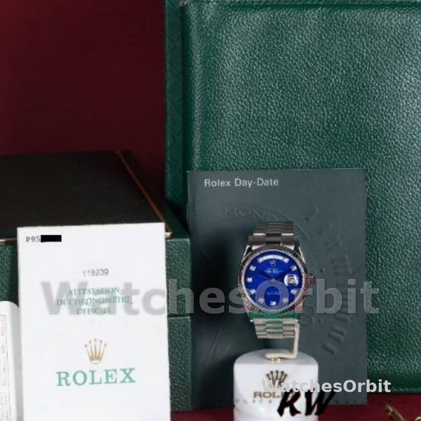 Replica Rolex Day-Date 36mm unisex-118239-Diamond-Lapis Lazuli Blue Dial Blauw