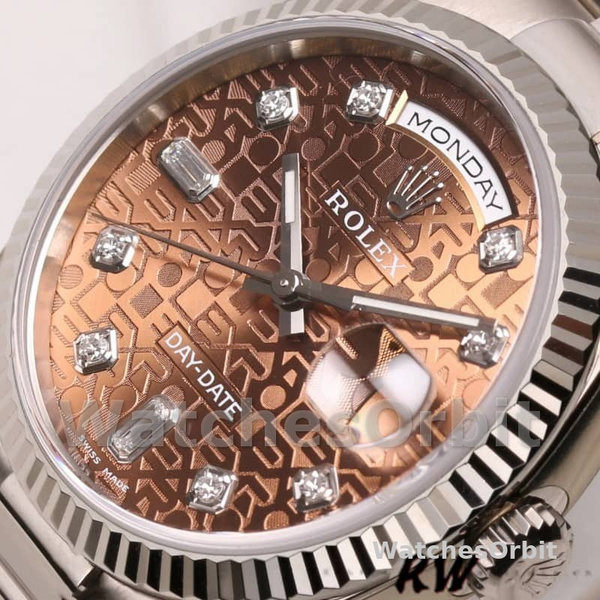 Replica Rolex Day-Date 36mm Unisex-118239-Jubileum-Chocolade Bruin Wijzerplaat Bruin