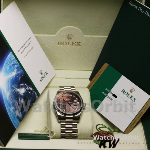 Replica Rolex Day-Date 36mm Unisex-118239-Jubileum-Chocolade Bruin Wijzerplaat Bruin